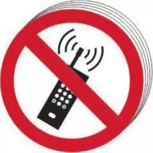 Image of &lsquo;No Mobile Phones Symbol&rsquo; Sign; Self-Adhesive