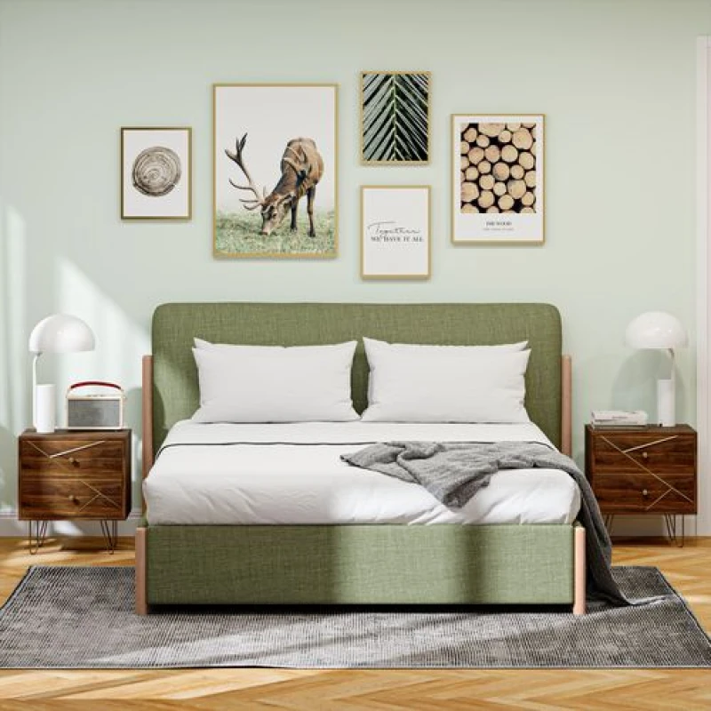 Image of HOMCOM Bedside Tables Set of 2, Modern Side Table Set with 2 Drawers, Brown Brown