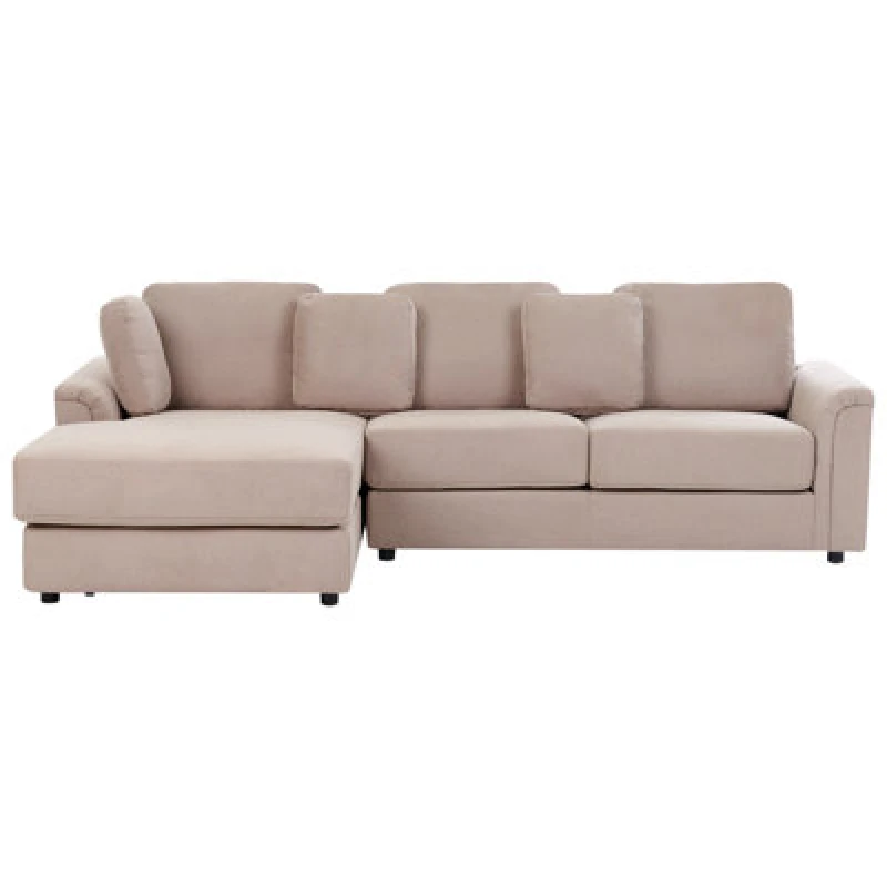 Image of Beliani Corner Sofa 4 Seater Kohlo Fabric Taupe Right Hand