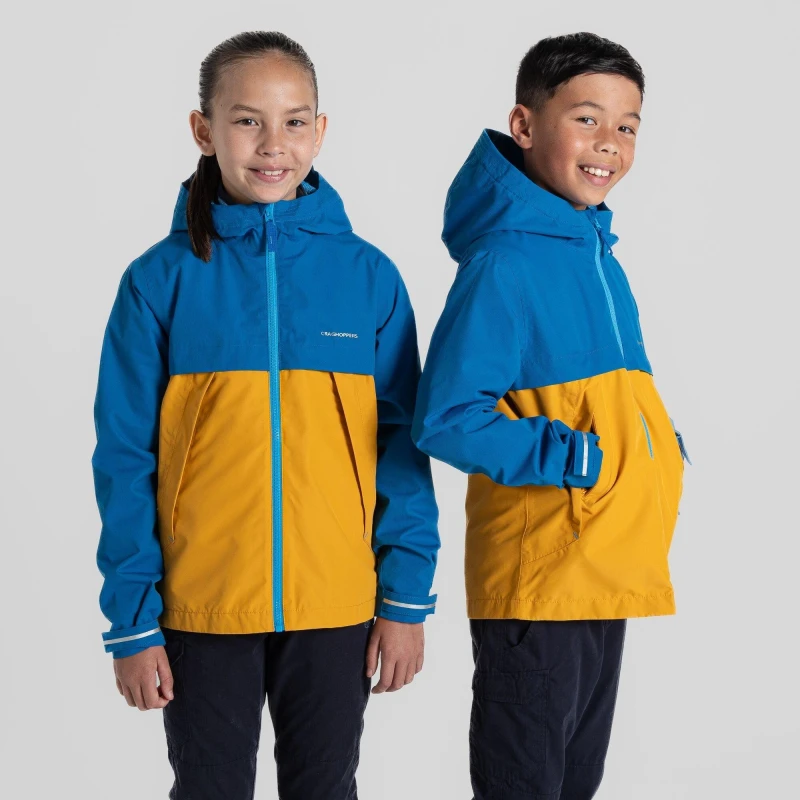Image of Craghoppers Boys Fabre Waterproof Breathable Jacket 5-6 years - Chest 23.25-24' (59-61cm) Howl Black/Yellow CKW066B-H00-5