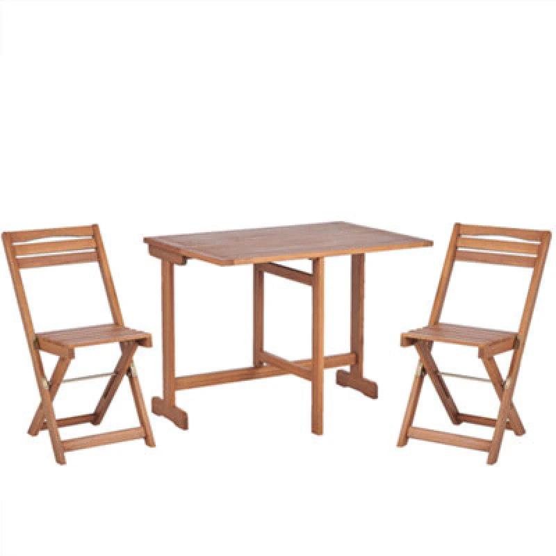 Image of Beliani Bistro Set Folding Lenola Acacia Wood Brown