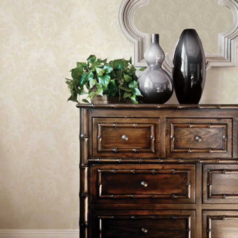 Image of Galerie Stripes And Damask 2 Beige Sari With Texture Smooth Wallpaper