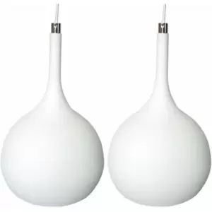 Image of Hanging Ceiling Pendant Light 2x Matt White & Copper Kitchen Lamp Built in led