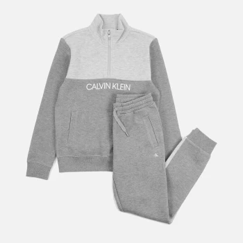 Image of Calvin Klein Boys' Colour Block Zip-Up Sweatpants Set - Mid Grey Heather - 14 Years