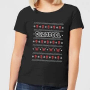 Image of Marvel Deadpool Womens Christmas T-Shirt - Black