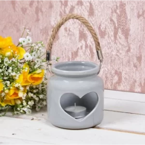 Image of Heart Ceramic Candle Holder Grey 10Cm By Lesser & Pavey