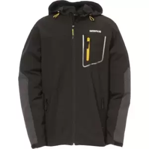 Image of Caterpillar Mens Capstone Hooded Soft Shell Jacket Black L