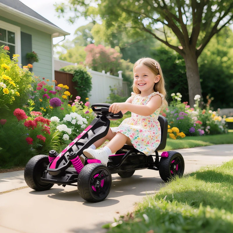 Image of AIYAPLAY Pedal Go Kart with Automatic Clutch, for Ages 3-6 Years, Pink 370-395V00PK