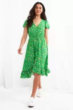 Image of Floral Short Sleeve Button Down Tea Dress