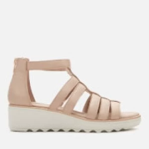 Image of Clarks Womens Jilian Nina Leather Wedged Sandals - Blush - UK 7