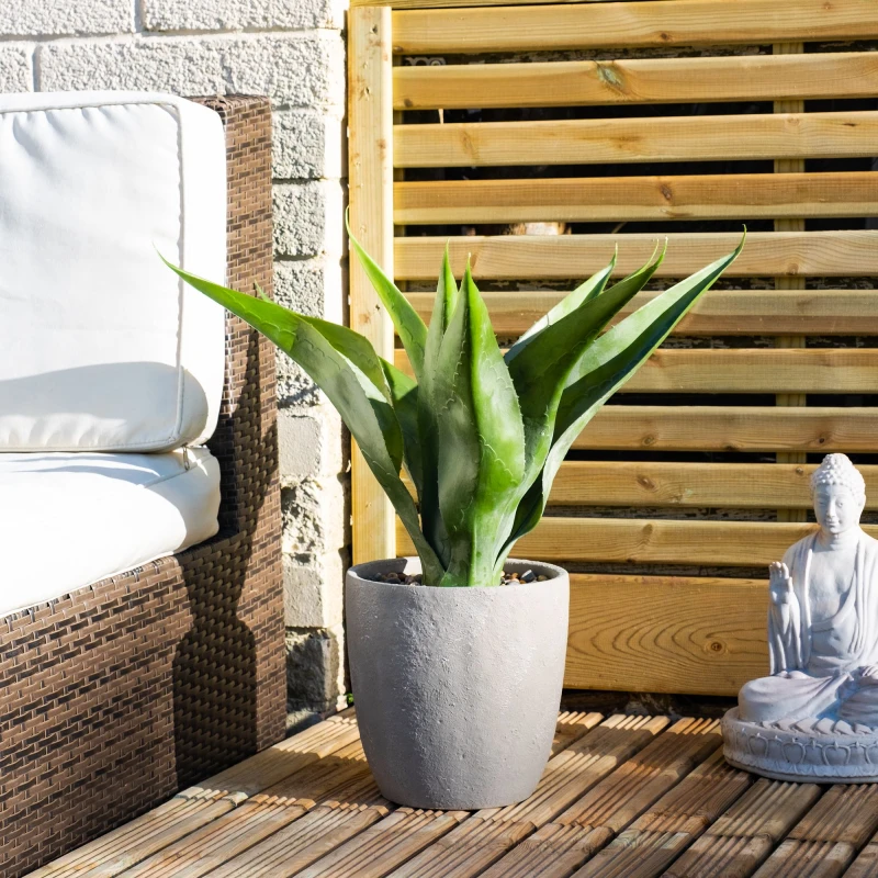 Image of Artificial Agave in Grey Pot