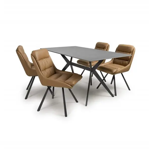 Image of Shankar Timor 1.6m Grey & 4 Arnhem Tan Dining Set - Grey 9016075