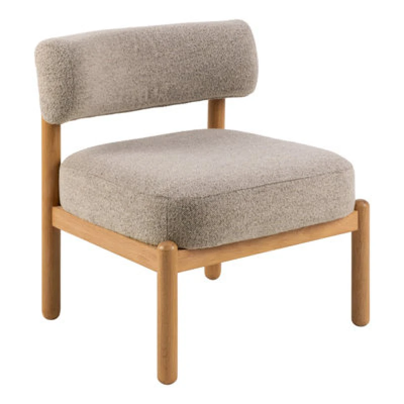Image of Furniture To Go Burley Lounge Chair In Beige Fabric And Oak