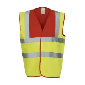 Image of Yoko Adults Unisex Two Tone Class 1 Reflective Jacket (S) (Red/Hi Vis Yellow)