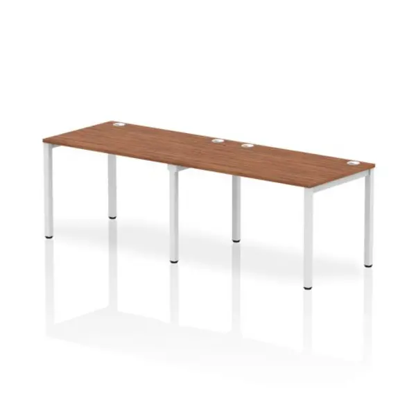 Image of Impulse Bench Single Row 2 Person 1200 White Frame Office Bench Desk Walnut