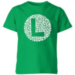 Image of Nintendo Super Mario Luigi Items Logo Kid's T-Shirt - Kelly Green - 9-10 Years