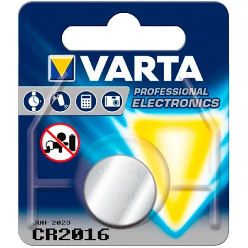 Image of Varta Varta Lithium Button Cell Battery CR2016 3 V DC 87 mAh 1-Blister Silver A-CAB57643