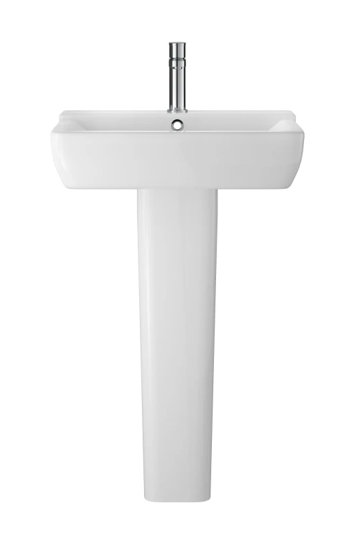 Image of Balterley Alba Square 1 Tap Hole Ceramic Basin Full Pedestal 550mm White