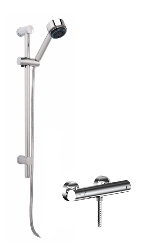 Image of Balterley Thermostatic Minimalist Bar Valve Multi Function Handset Slide Rail Silver