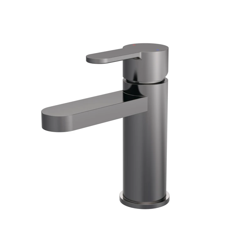 Image of Balterley Round Mono Basin Mixer Tap Push Button Waste Brushed Pewter Silver