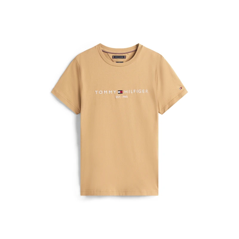 Image of Tommy Hilfiger Logo Crew Neck T Shirt Camel GV7 male S