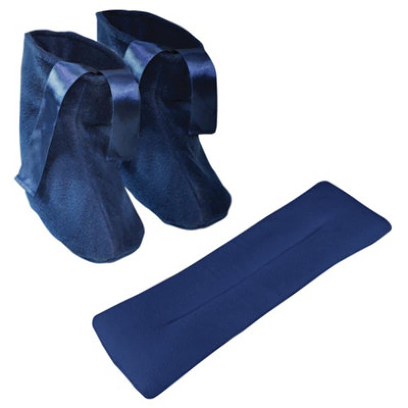 Image of Loops Microwavable Slippers and Neck Warmer Set - Removable Heat Pouch - Navy Blue Multi