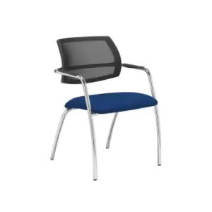 Image of Dams MTO Tuba Chrome 4 Leg Frame Conference Chair with Half Mesh Back - Ocean Bl