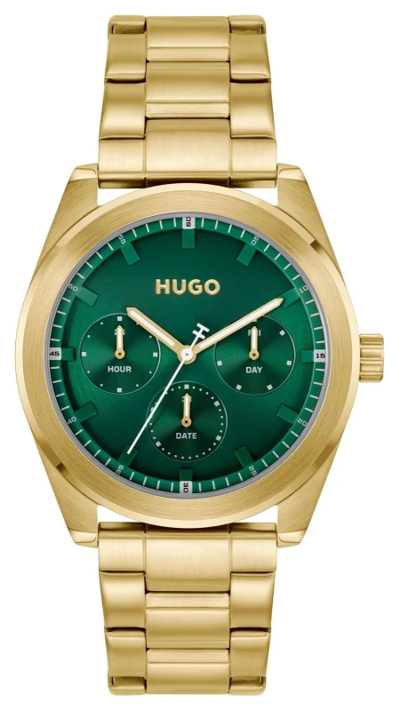 Image of HUGO 1530425 #Bright SPORT (42mm) Green Dial / Gold PVD Watch