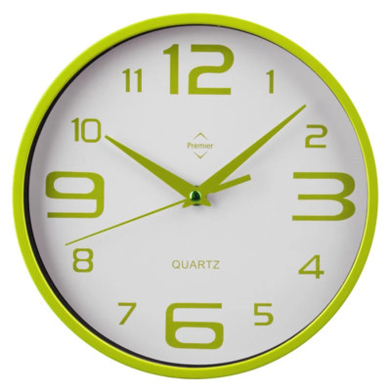 Image of Orsina Anson Lime Green And White Plastic Wall Clock