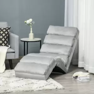 Image of Homcom Adjustable Floor Chaise Recliner Light Grey Faux Suede