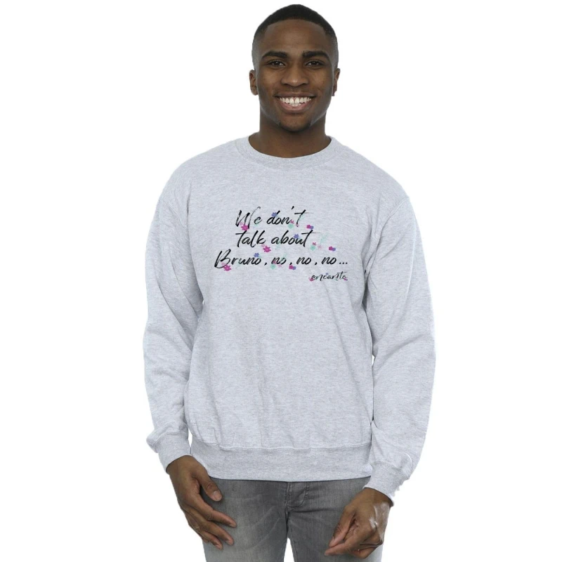 Image of Disney Men Encanto We Dont Talk About Bruno No No Sweatshirt in Grey Size: Small Grey S Male 5063153614772