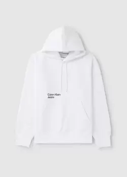 Image of Calvin Klein Mens Blurred Logo Hoodie In Bright White
