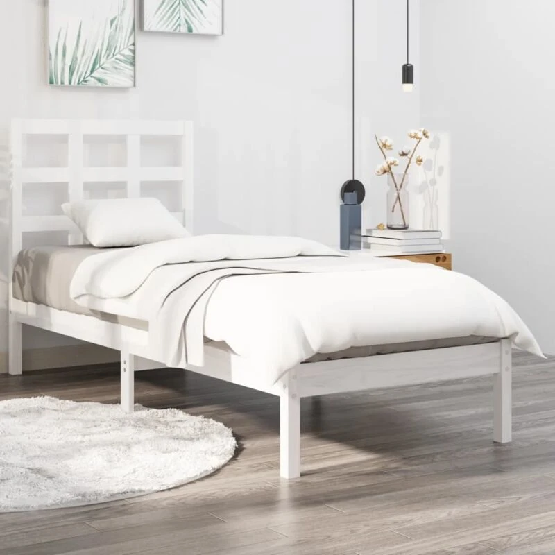 Image of VIDAXL Bed Frame without Mattress White 100x200cm Solid Wood Vidaxl 8720287042037