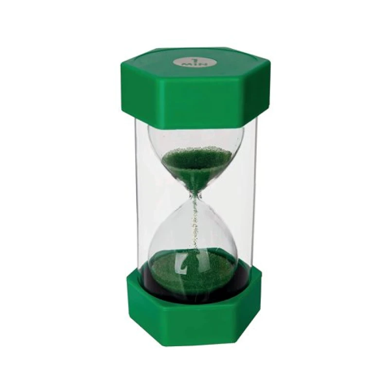 Image of Unbranded Sand Timer with Matching Coloured Sand 1 Minute Green/Clear 75x75x160mm ST1 ST1