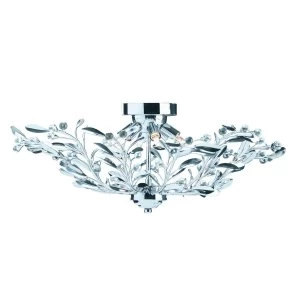 Image of 6 Light Flush Multi Arm Ceiling Light Chrome, Crystal, G9