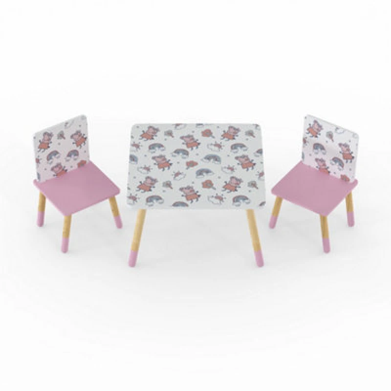 Image of Kidsaw Peppa Pig Pattern Table And Chairs, Multi PPTC2