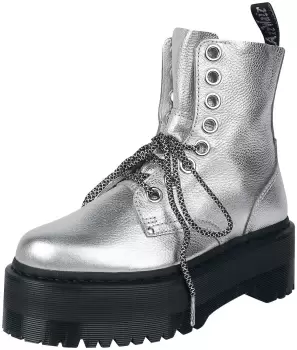 Image of Dr. Martens Jadon Max - Silver Metallic Tumble Laced Boots silver coloured