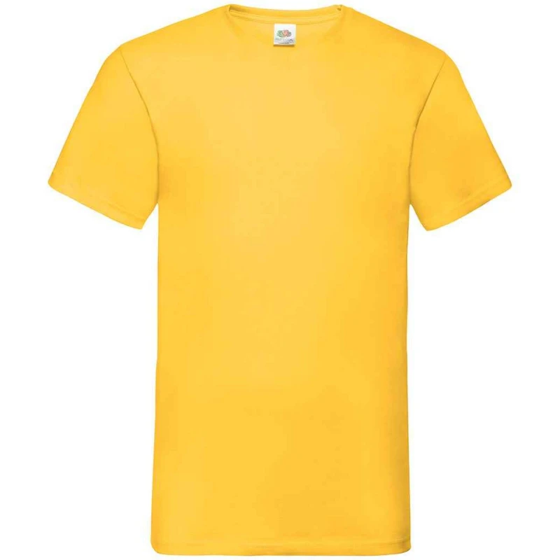 Image of Fruit Of The Loom Fruit of the Loom Men Value V Neck T-Shirt in Yellow Size: Small Yellow S Male 5063527305541