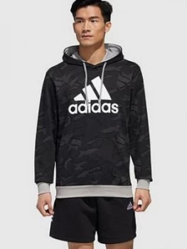 Image of Adidas Essential All Over Print Hoodie - Black
