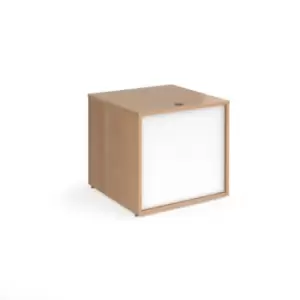 Image of Denver reception straight base unit 800mm - beech with white panels
