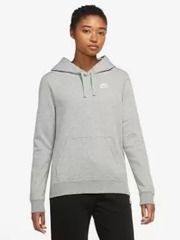 Image of Nike NSW Club Fleece Overhead Hoodie - Dark Grey Heather Size M Women