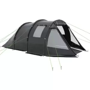 Image of 3-4 Persons Tunnel Tent, Two Room Camping Tent w/ Windows, Black - Black - Outsunny