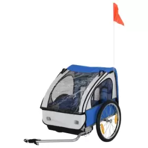 Image of Reiten Kids Steel Frame 2-Seater Bicycle Trailer - Blue /White
