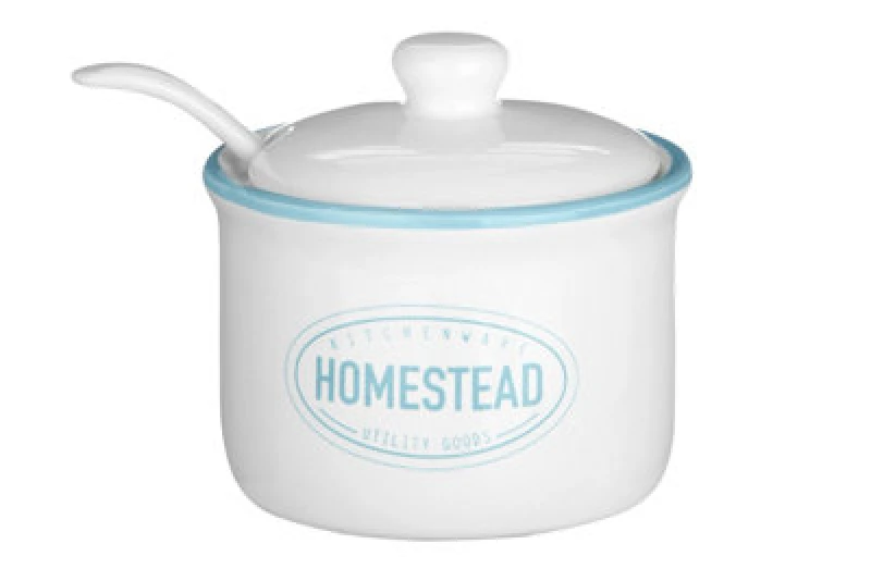 Image of Premier Housewares Homestead Sugar Pot With Lid And Spoon White