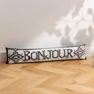 Image of Mosaic Message Bonjour Draught Excluder White/Black