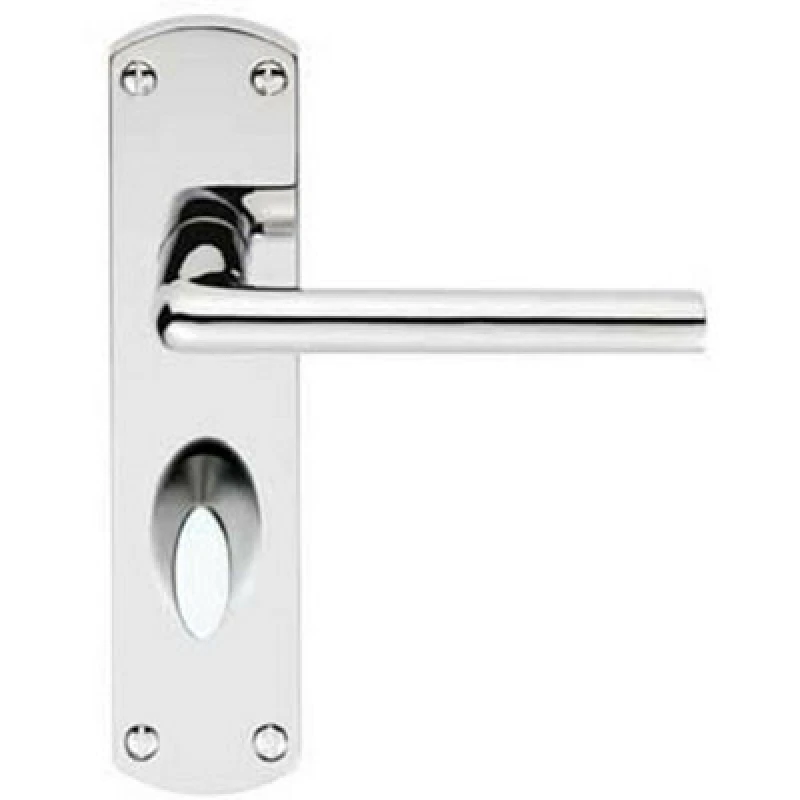 Image of Loops Rounded Straight Bar Handle on Bathroom Backplate 170 x 42mm Polished Chrome Multi