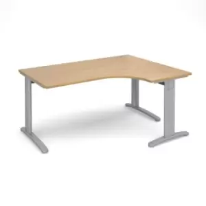 Image of Office Desk Right Hand Corner Desk 1600mm Oak Top With Silver Frame 1200mm Depth TR10 TDER16SO