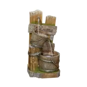 Image of Stylish Fountain Fence Post Pours Water Feature with LEDs