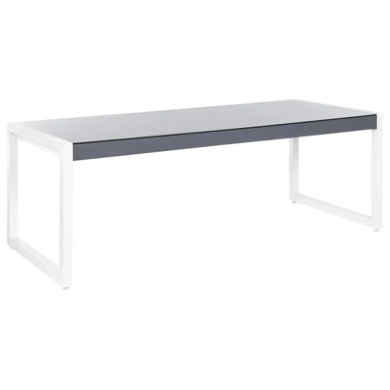 Image of Beliani Garden Dining Table Bacoli 210 Cm 90 Cm Glass Off-White