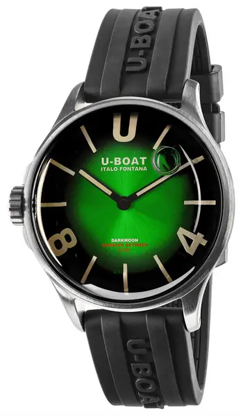 Image of U-Boat 9502 Darkmoon (40mm) Green SS Soleil / Black Silicone Watch